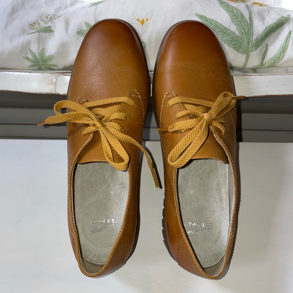 Dansko Libbie Tie Oxford In Mustard Burnished Color